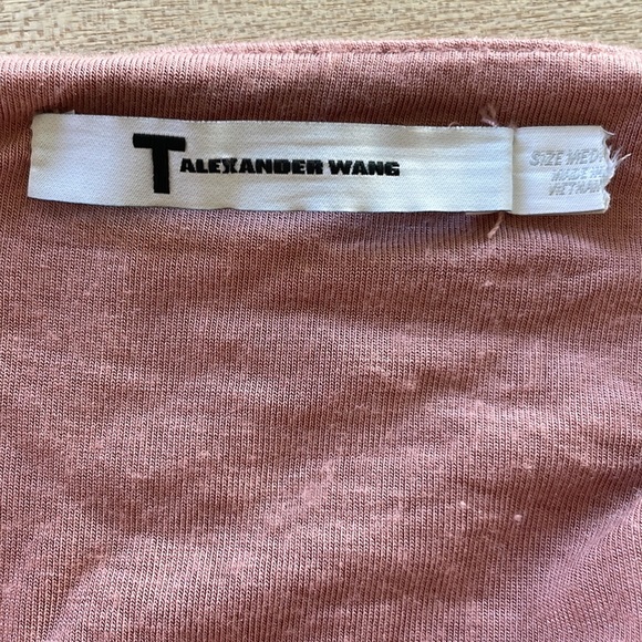 T by Alexander Wang Pink Long Sleeve Cut out Off the Shoulder Dress size Medium - Picture 6 of 7